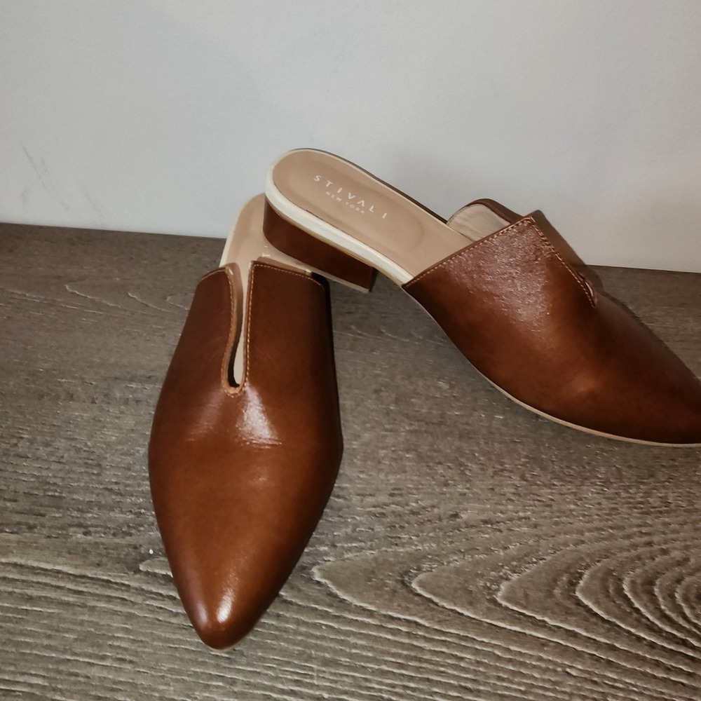 Stivali Pijao Cognac Leather Pointed Toe Mule EU 39 US 9 Quiet Luxury Minimalist - Picture 10 of 16